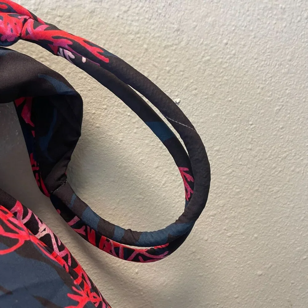 MODAPOSA Large Hobo Bag Coral Print Black Pink Red‎ Lightweight Shoulder Tote